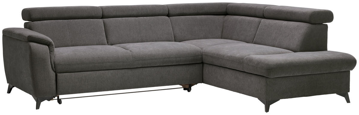 ECKSOFA in Chenille Anthrazit  - Anthrazit/Schwarz, Design, Textil/Metall (260/203cm) - Stylife
