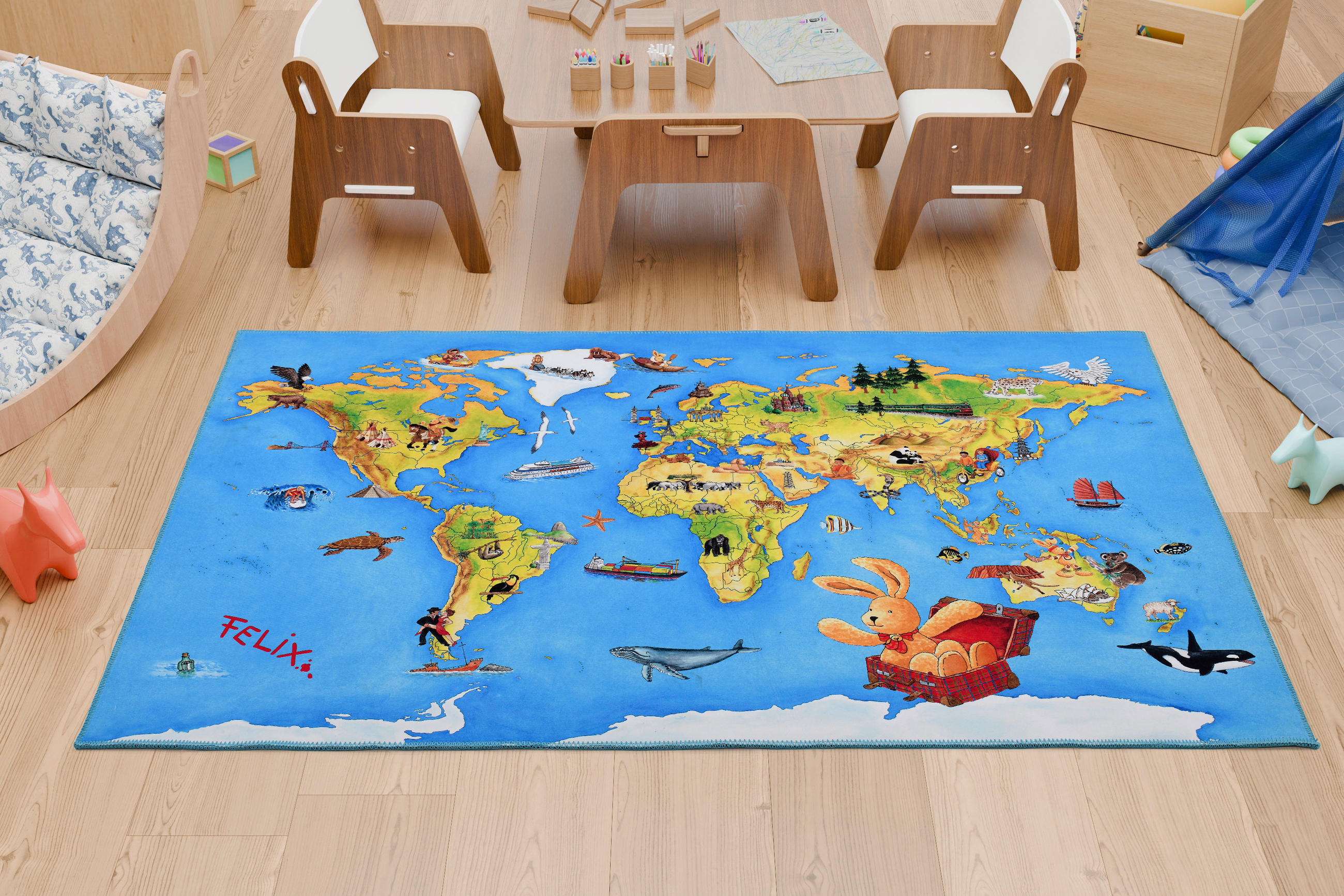 KINDERTEPPICH 100/160 cm Felix der Hase  - Design, Textil (100/160cm)