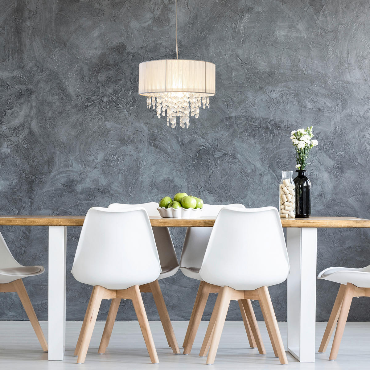 HÄNGELEUCHTE Kristallo 30/23 cm   - Transparent/Weiß, LIFESTYLE, Kunststoff/Textil (30/23cm) - Näve