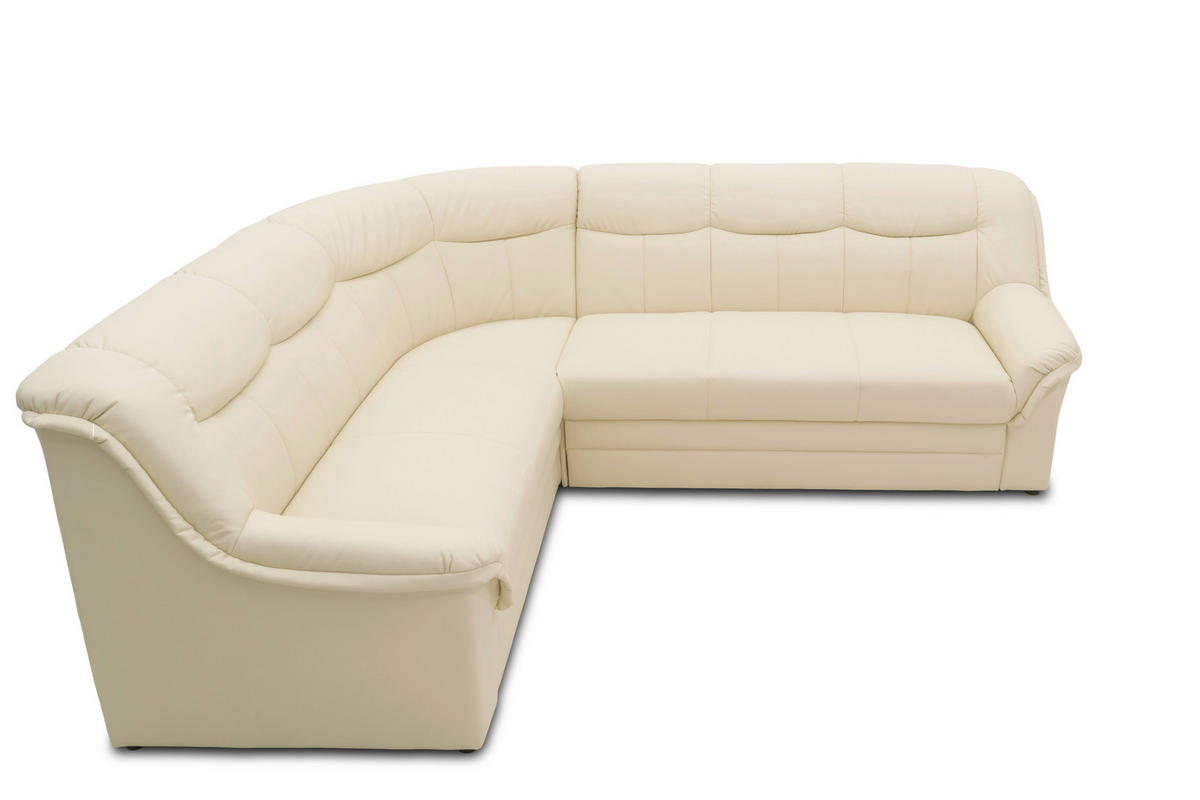 ECKSCHLAFSOFA  BERLIN FK Beige Lederlook  - Beige/Schwarz, KONVENTIONELL, Kunststoff/Textil (205/250cm) - MID.YOU