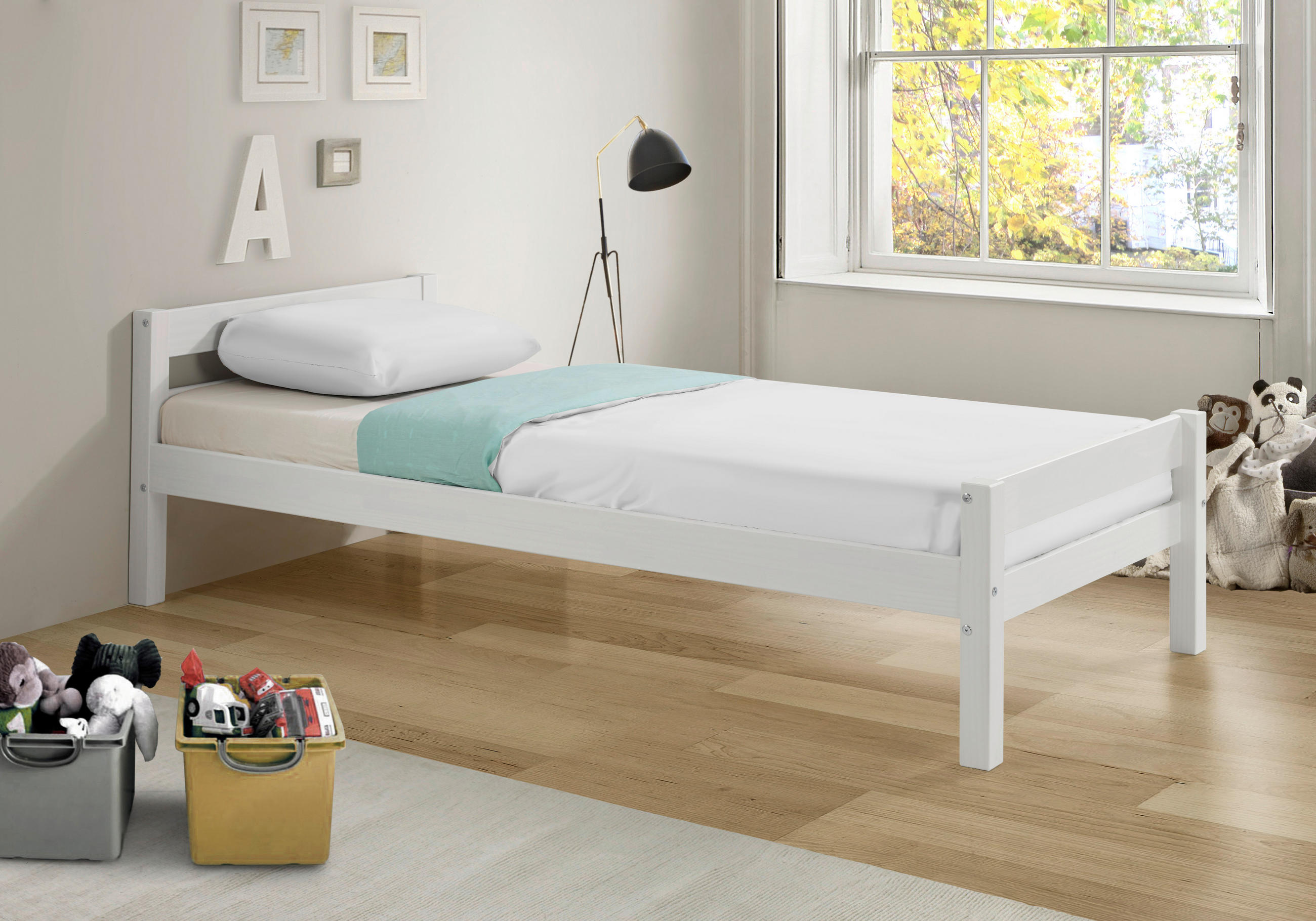 BETT 90/200 cm  in Weiß  - Naturfarben/Weiß, LIFESTYLE, Holz (90/200cm) - MID.YOU