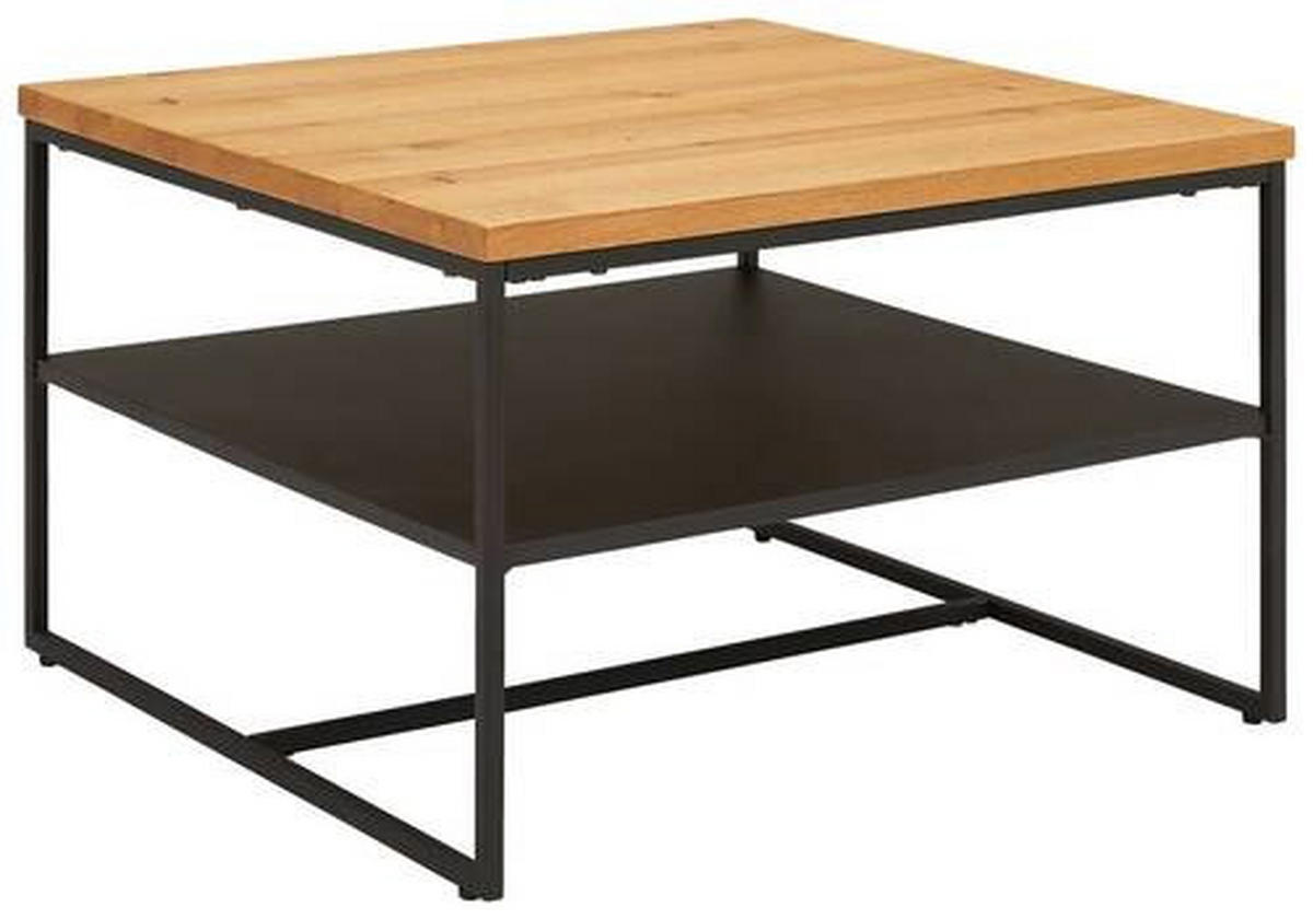 KLUBSKA MIZA, črna, barve hrasta  - črna/barve hrasta, Natur, kovina/leseni material (70/70/44cm) - Novel