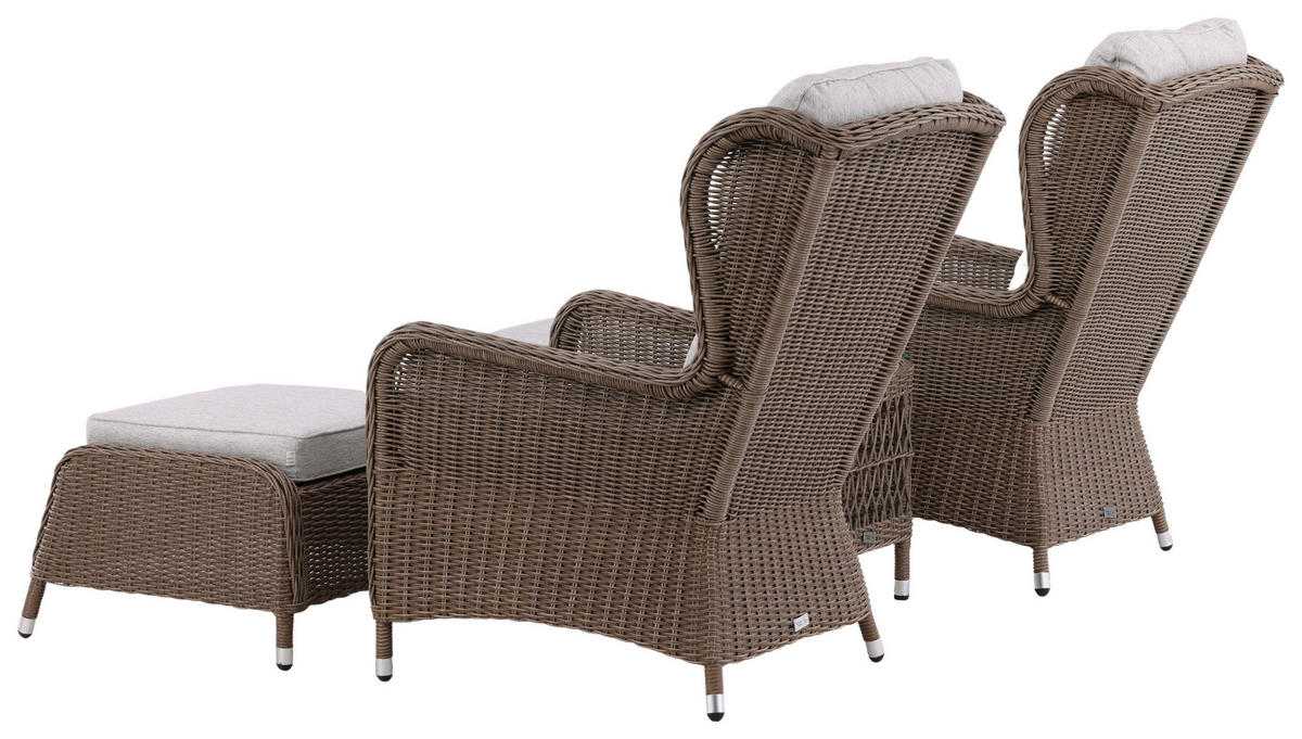 LOUNGEGARNITUR    - Beige/Braun, KONVENTIONELL, Kunststoff/Textil - Gardenson