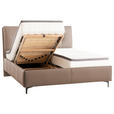 POLSTERBETT 200/200 cm,  in Hellbraun, Matratze, Lattenrost, Bettkasten, Topper, H4 + H4 = sehr fest  - Hellbraun/Schwarz, KONVENTIONELL, Leder/Holz (200/200cm) - Novel
