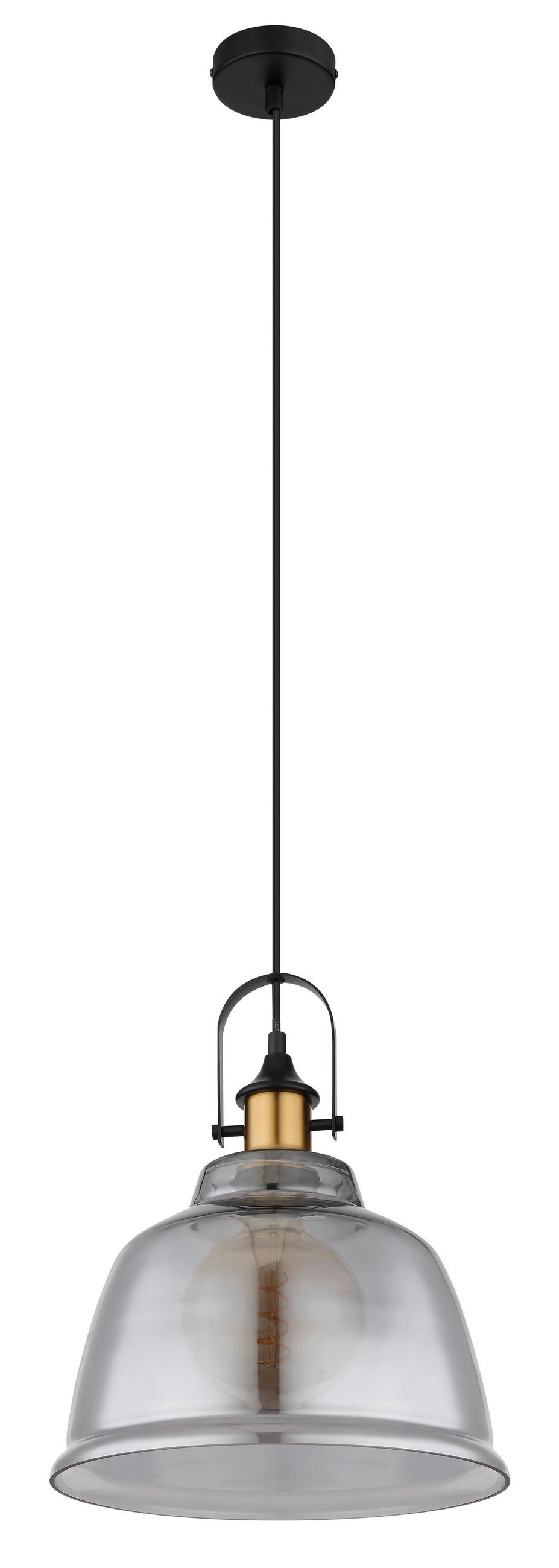 VISEČA SVETILKA        30/120 cm      E27 - črna/barve medenine, Design, kovina/steklo (30/120cm) - Globo