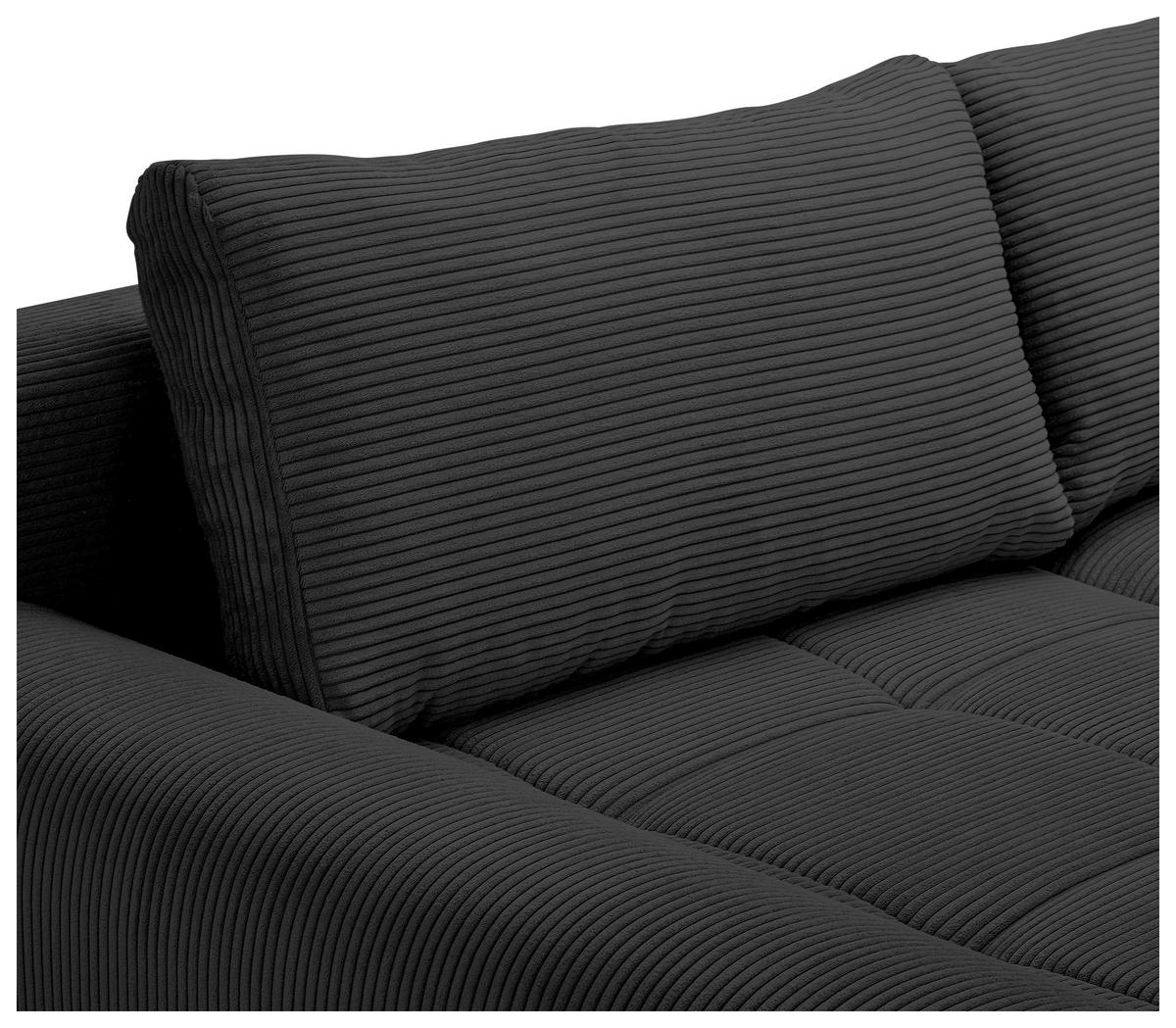 WOHNLANDSCHAFT Schwarz Cord  - Chromfarben/Schwarz, KONVENTIONELL, Kunststoff/Textil (180/376/180cm) - Carryhome