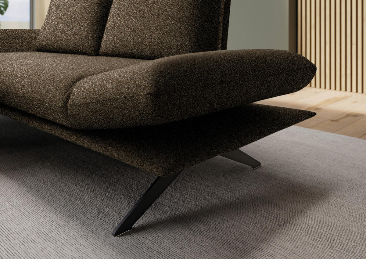ECKSOFA Flachgewebe Dunkelbraun  - Dunkelbraun/Schwarz, Design, Textil/Metall (155/234cm) - Dieter Knoll