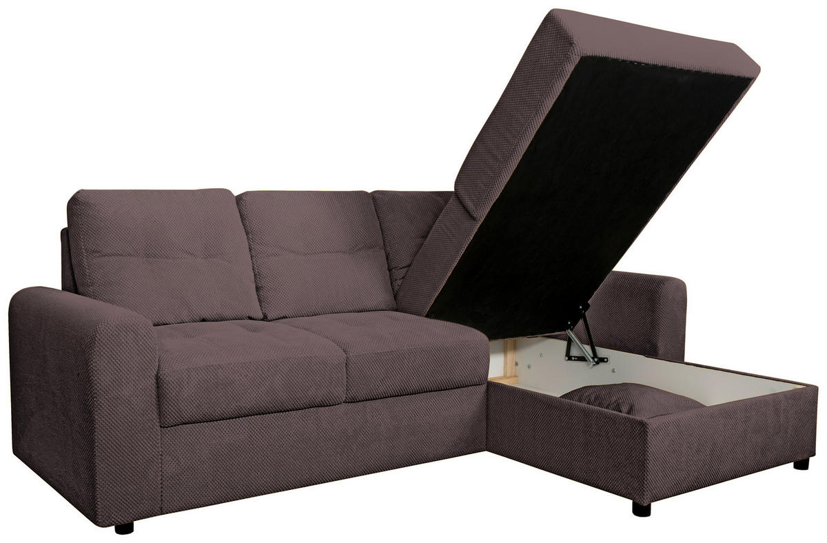 ECKSOFA Braun Chenille  - Schwarz/Braun, KONVENTIONELL, Kunststoff/Textil (232/153cm) - Carryhome
