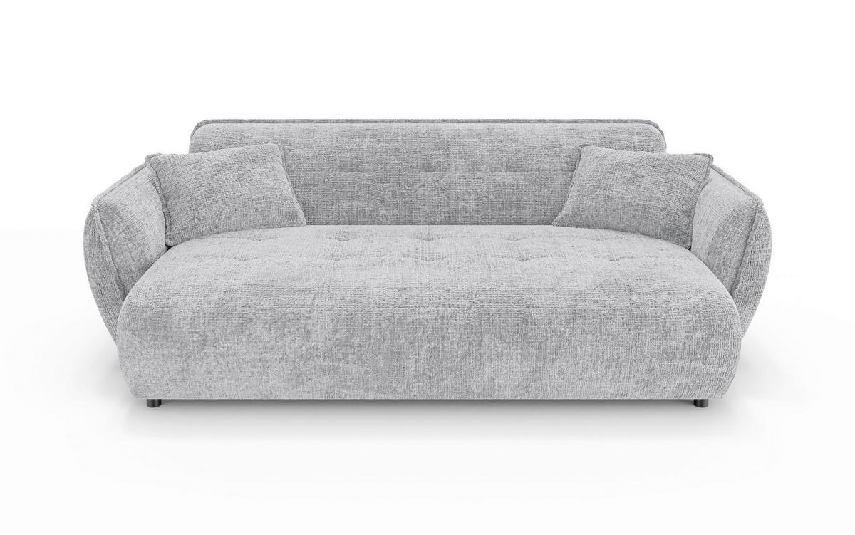 VIERSITZER-SOFA Nelia Chenille Hellgrau  - Hellgrau/Schwarz, Design, Kunststoff/Textil (250/81/114cm) - P & B