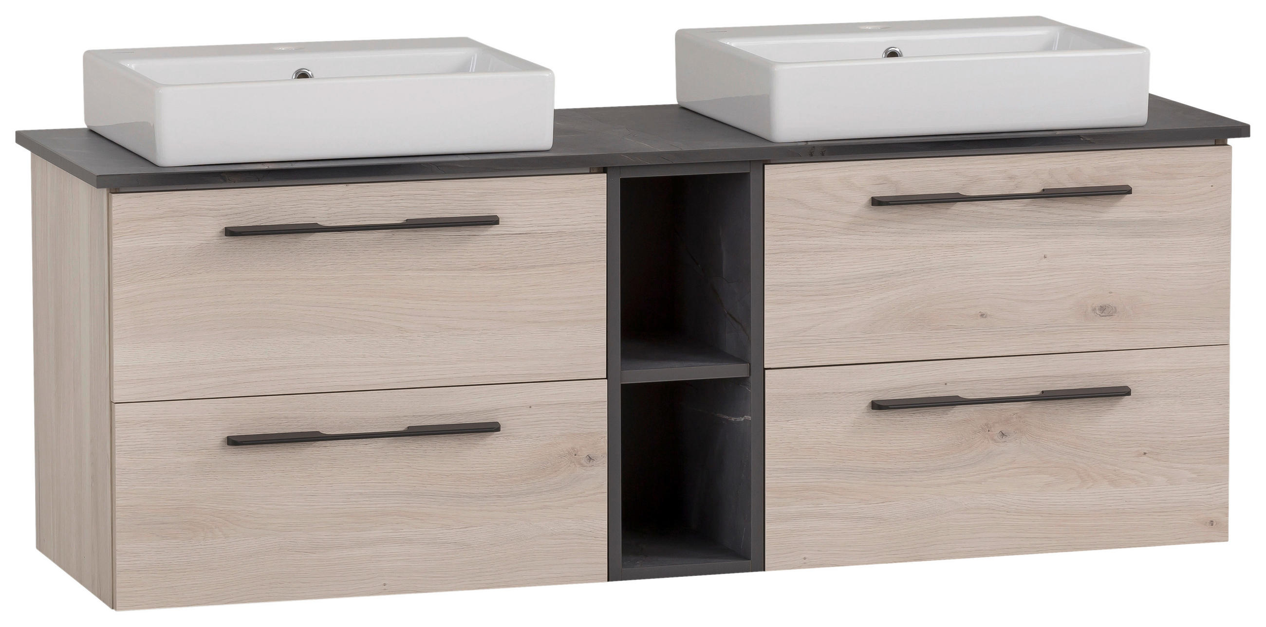 Stylife Waschtischkombi Maxim Anthrazit, Weiß, Sand 148.2 cm