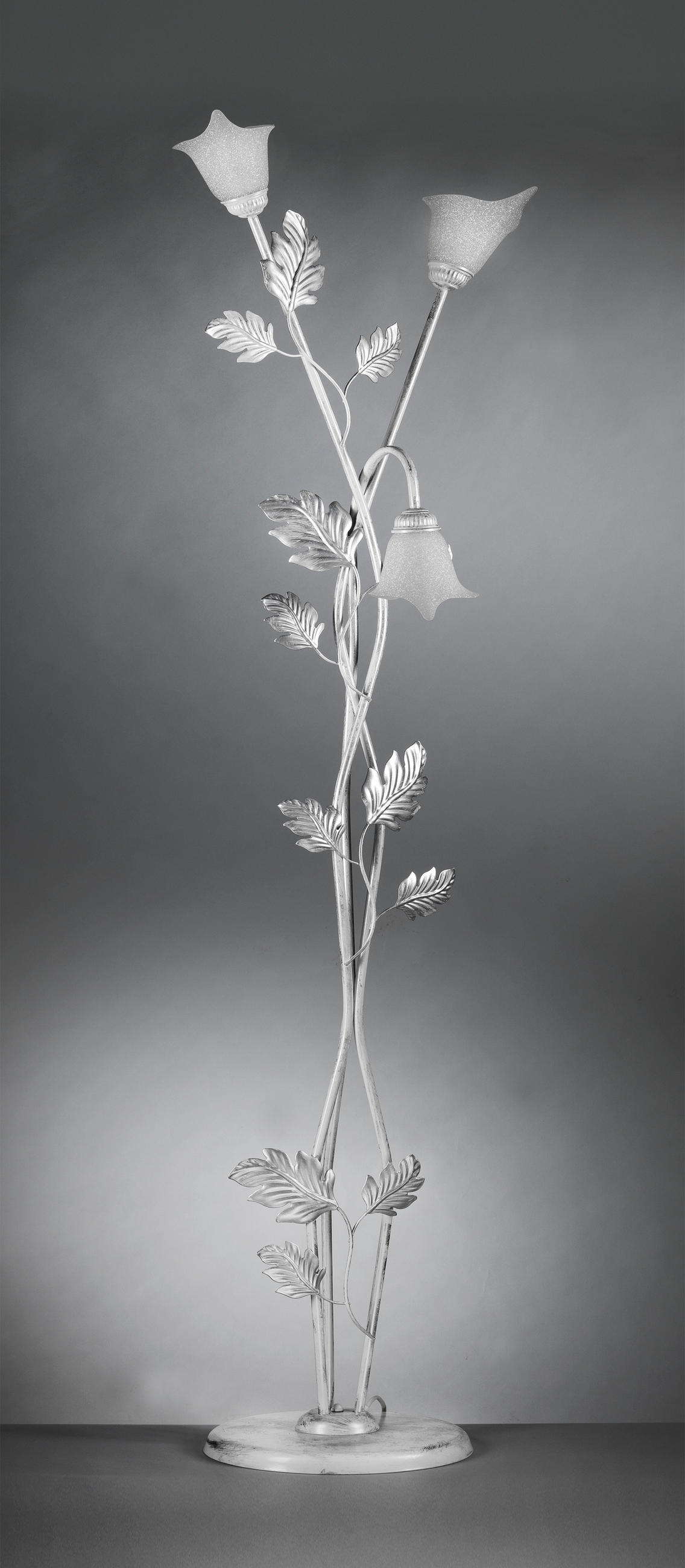 STEHLEUCHTE 55/175 cm    - Silberfarben/Weiß, KONVENTIONELL, Glas/Metall (55/175cm)