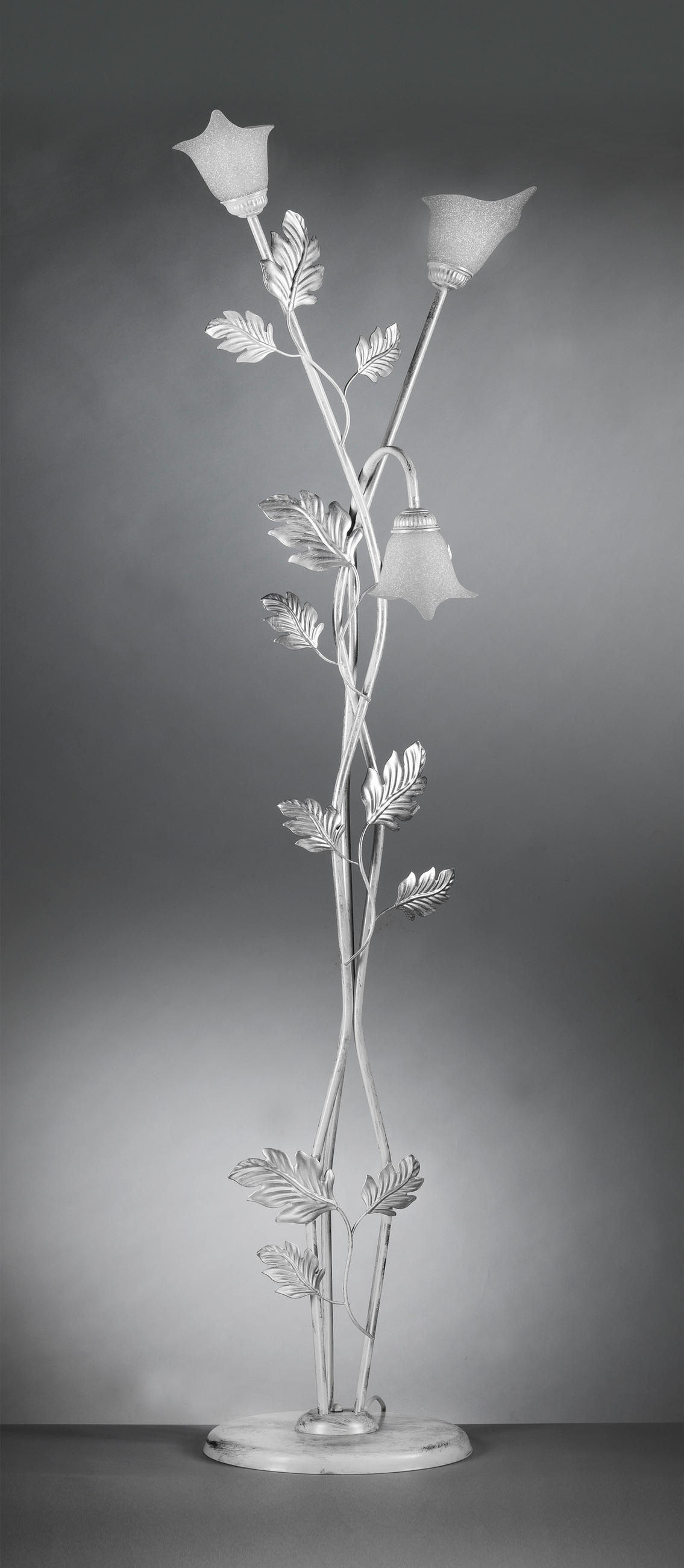 STEHLEUCHTE 55/175 cm    - Silberfarben/Weiß, KONVENTIONELL, Glas/Metall (55/175cm)