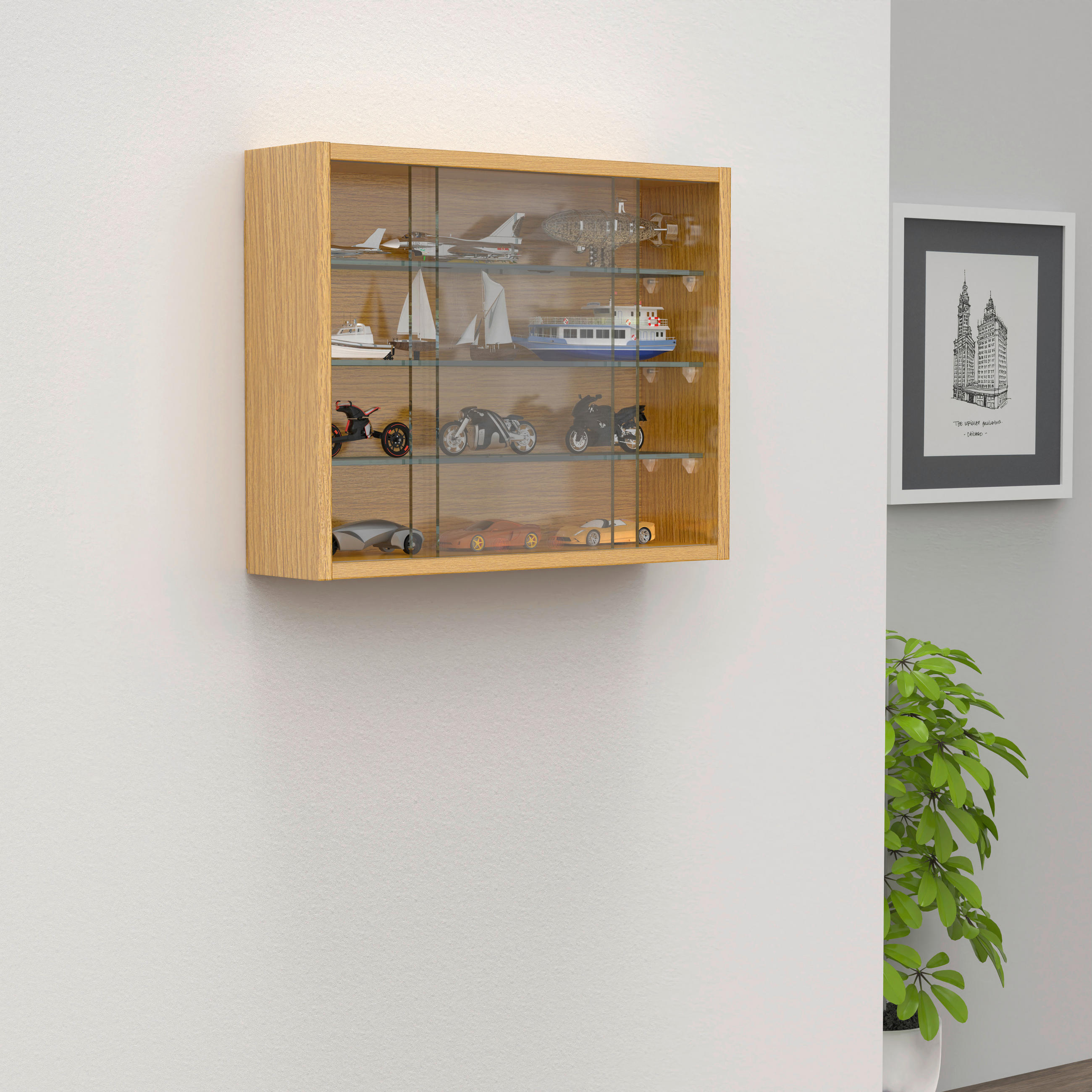 HÄNGEVITRINE in Honigeiche  - Honigeiche/Transparent, Design, Glas/Holzwerkstoff (50/40/12cm) - MID.YOU