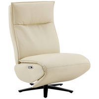RELAXSESSEL Lederlook Echtleder Relaxfunktion, Kopfteilverstellung, Fußteilverstellung    - Beige/Schwarz, Design, Leder/Textil (70/110/82cm) - Stylife