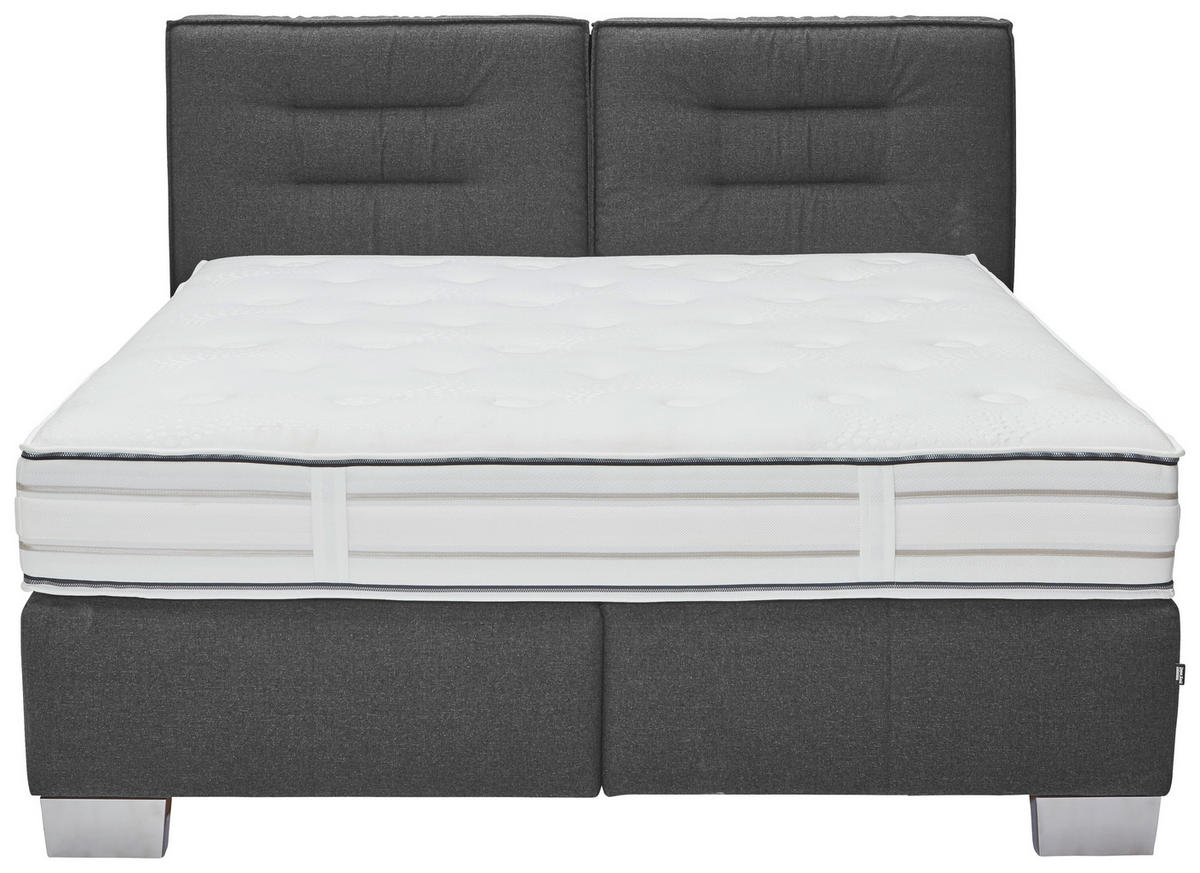 BOXSPRINGBETT 160/200 cm  in Grau  - Chromfarben/Grau, KONVENTIONELL, Textil (160/200cm) - Dieter Knoll