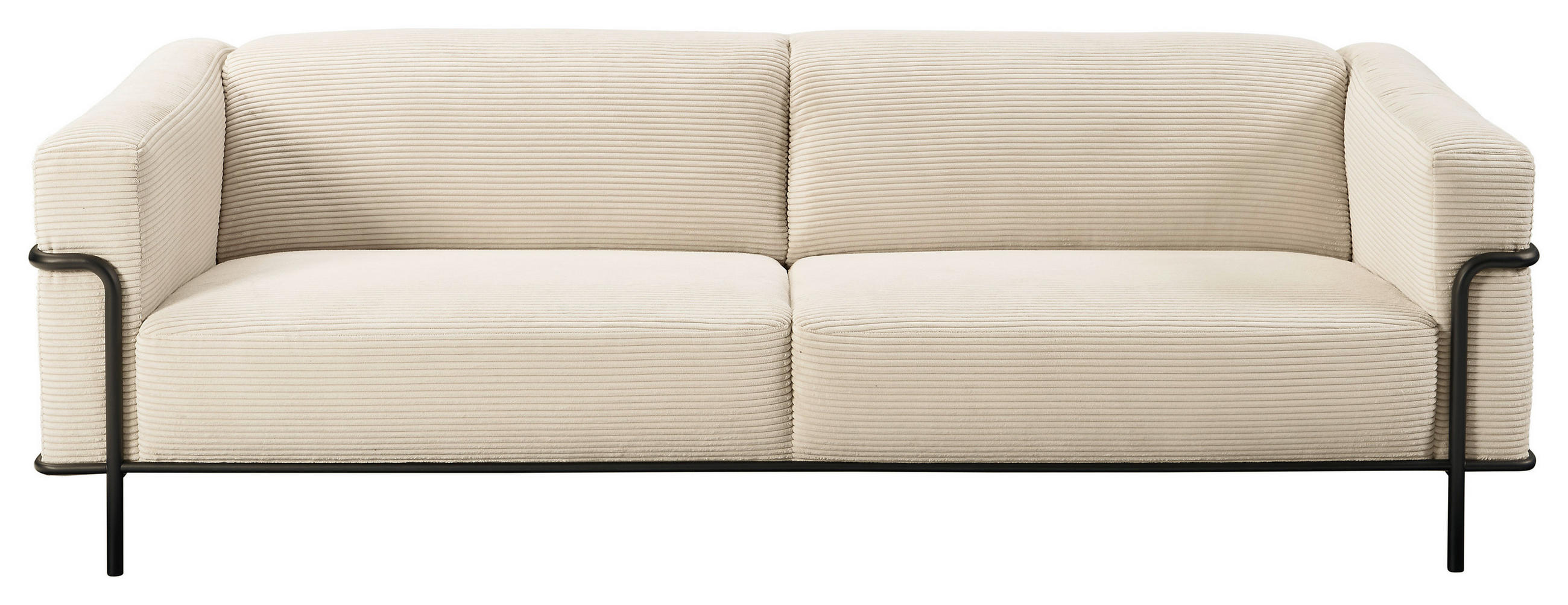 3-SITZER-SOFA Cord Naturfarben  - Schwarz/Naturfarben, Design, Textil/Metall (236/67/96cm) - Johann Jakob