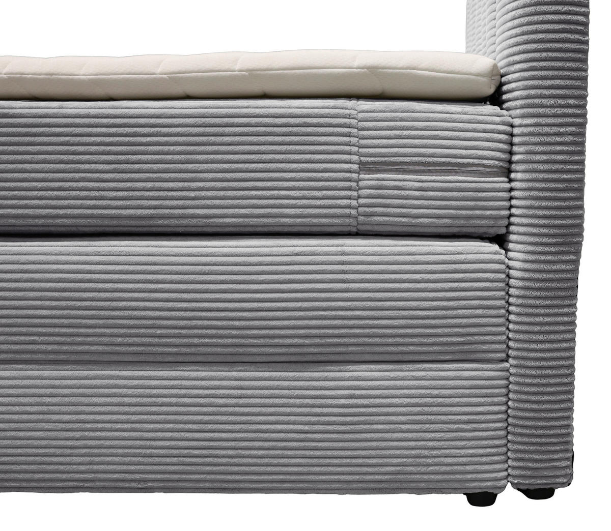 BOXSPRINGBETT 140/200 cm,  in Hellgrau, gepolstertes Kopfteil, Bettkasten, Topper, Matratzen, H2 + H2 = mittel  - Hellgrau/Schwarz, Basics, Kunststoff/Textil (140/200cm) - Boxxx