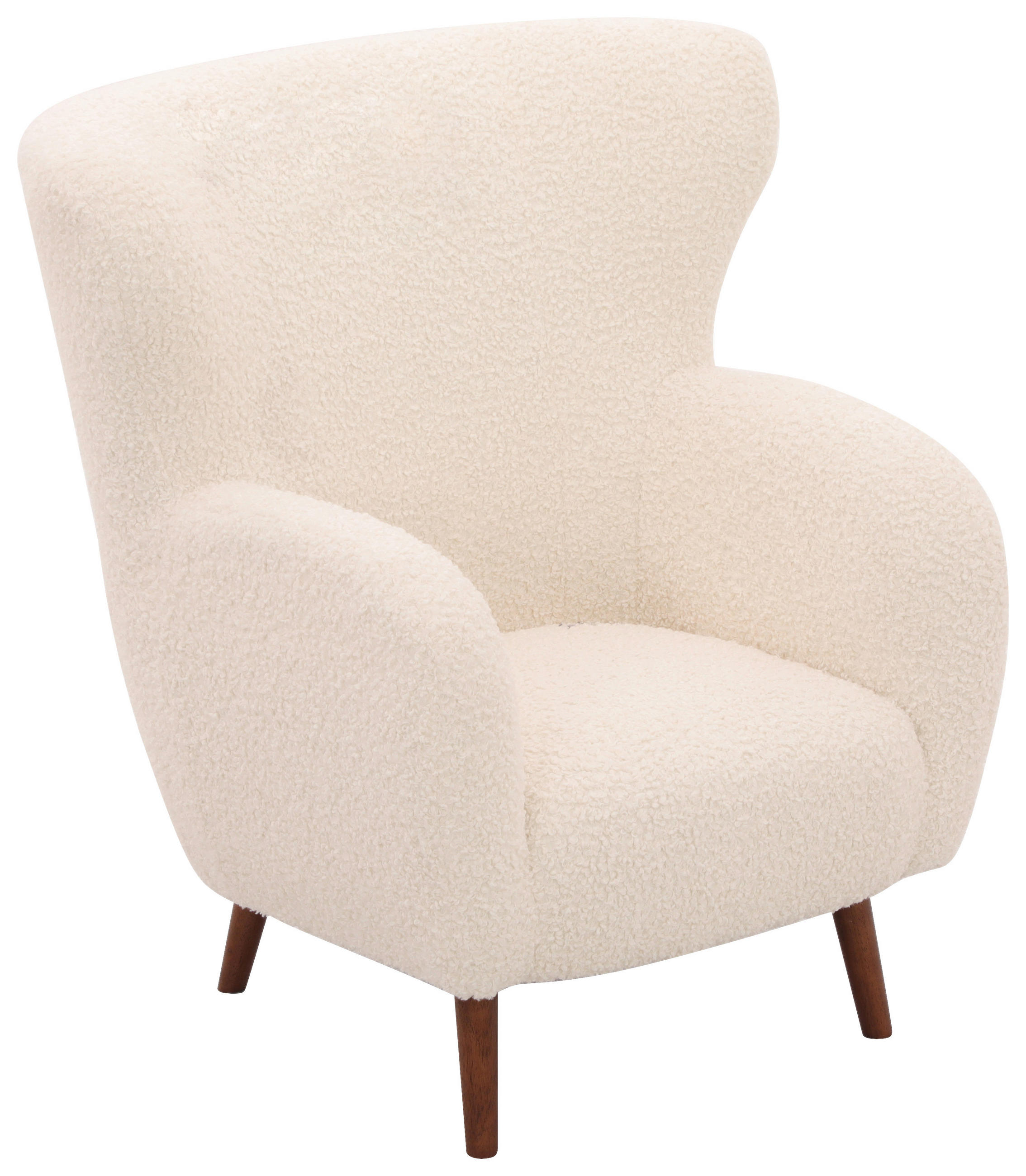 SESSEL in Teddystoff Weiß  - Kastanienfarben/Weiß, Design, Holz/Textil (90/98/88cm) - Livetastic