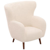 SESSEL in Teddystoff Weiß  - Kastanienfarben/Weiß, Design, Holz/Textil (90/98/88cm) - Livetastic