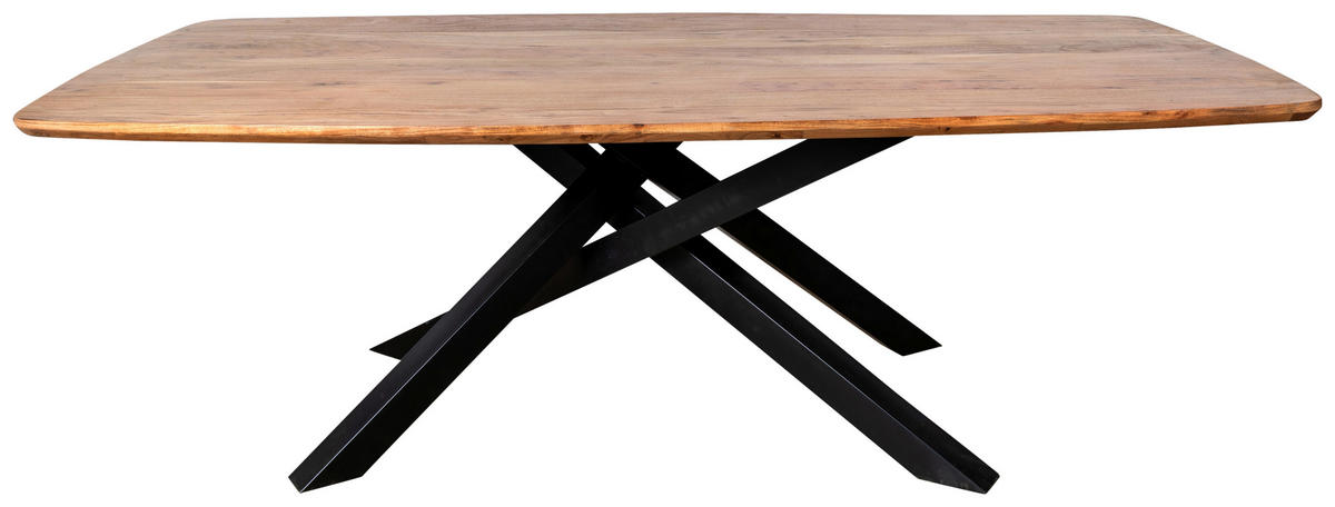 ESSTISCH Echtholz  Holz, Metall rechteckig Naturfarben  - Schwarz/Naturfarben, MODERN, Holz/Metall (220/76/110cm) - MID.YOU