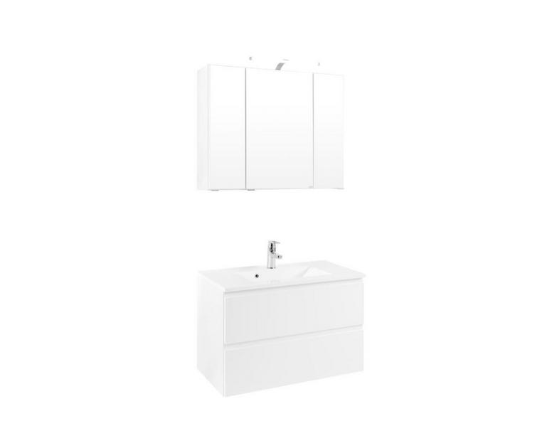Waschtischkombi mit Spiegelschrank in Weiß kaufen
