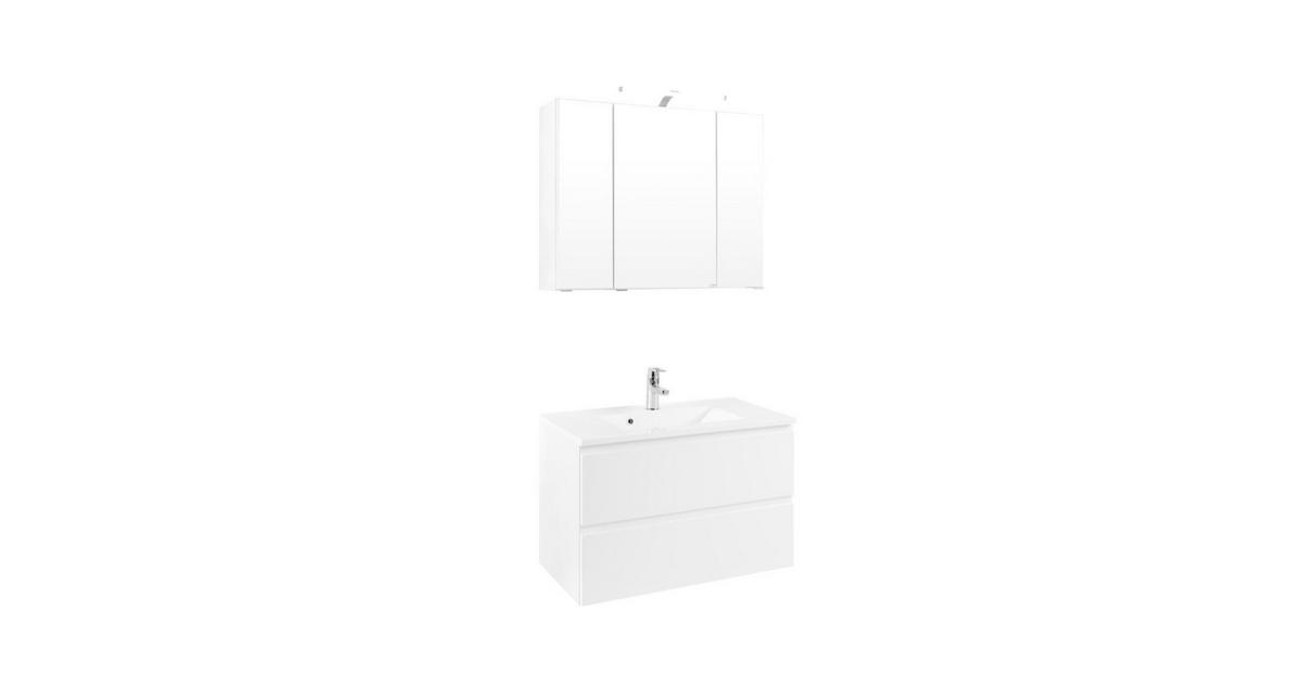 Waschtischkombi mit Spiegelschrank in Weiß kaufen | Spiegelschränke