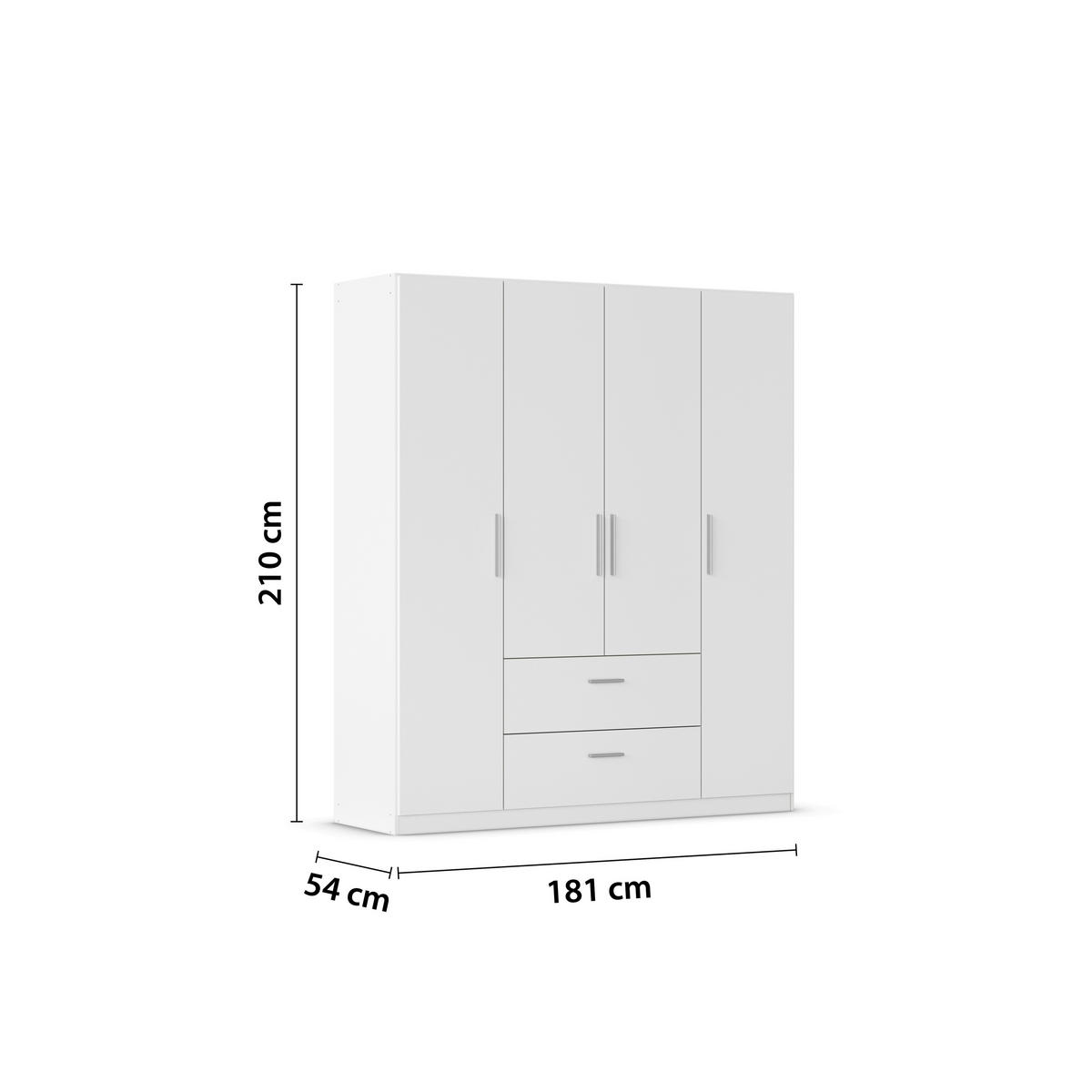 DREHTÜRENSCHRANK 181/210/54 cm,  in Weiß, 4-türig  - Alufarben/Weiß, KONVENTIONELL, Holzwerkstoff/Kunststoff (181/210/54cm) - home24