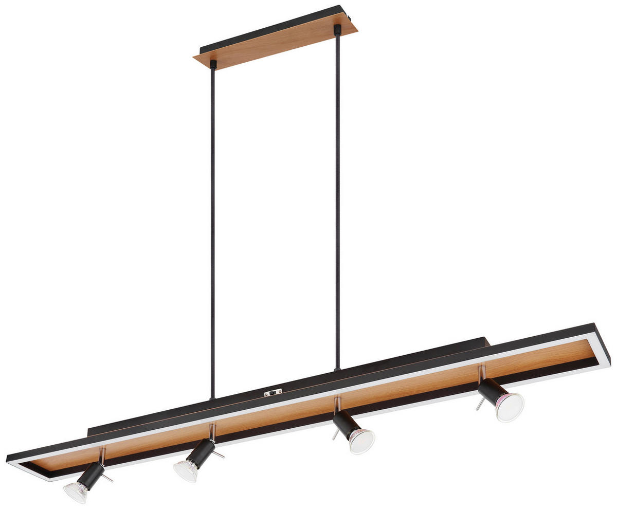 LED-HÄNGELEUCHTE 116/12/120 cm    - Opal/Schwarz, Basics, Kunststoff/Metall (116/12/120cm) - Globo