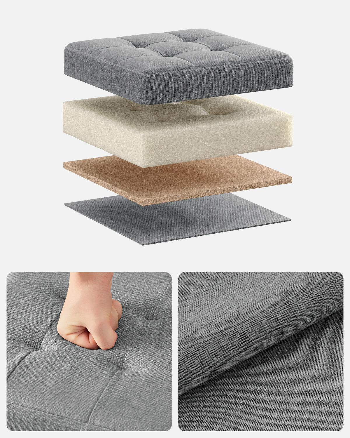 SITZBOX in Textil, Holzwerkstoff Hellgrau  - Hellgrau, Basics, Holzwerkstoff/Textil (30/30/30cm)