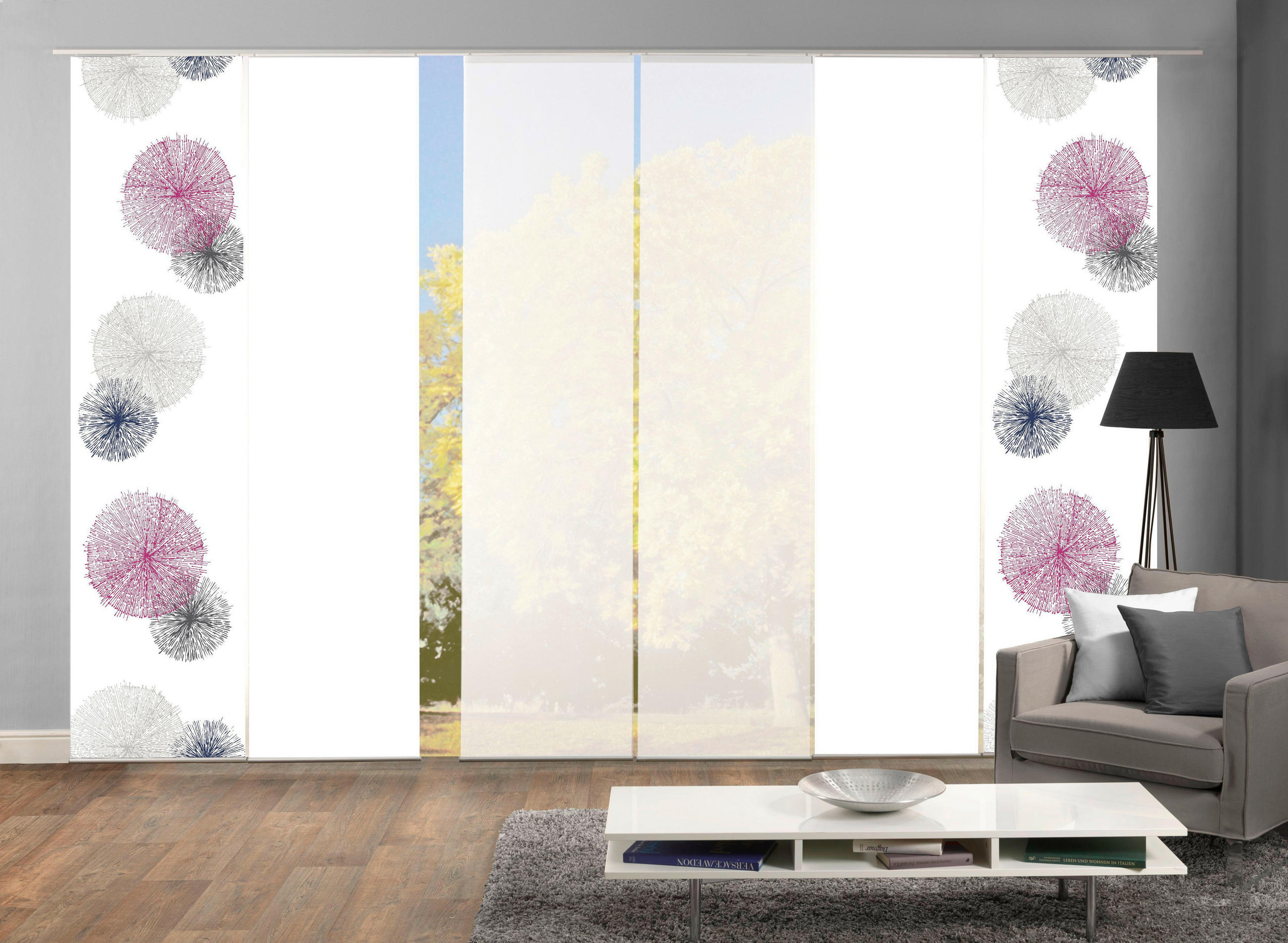 FLÄCHENVORHANG RAWLINS, 6-TLG. in Flieder blickdicht  - Flieder, Basics, Textil (6x60/245cm)