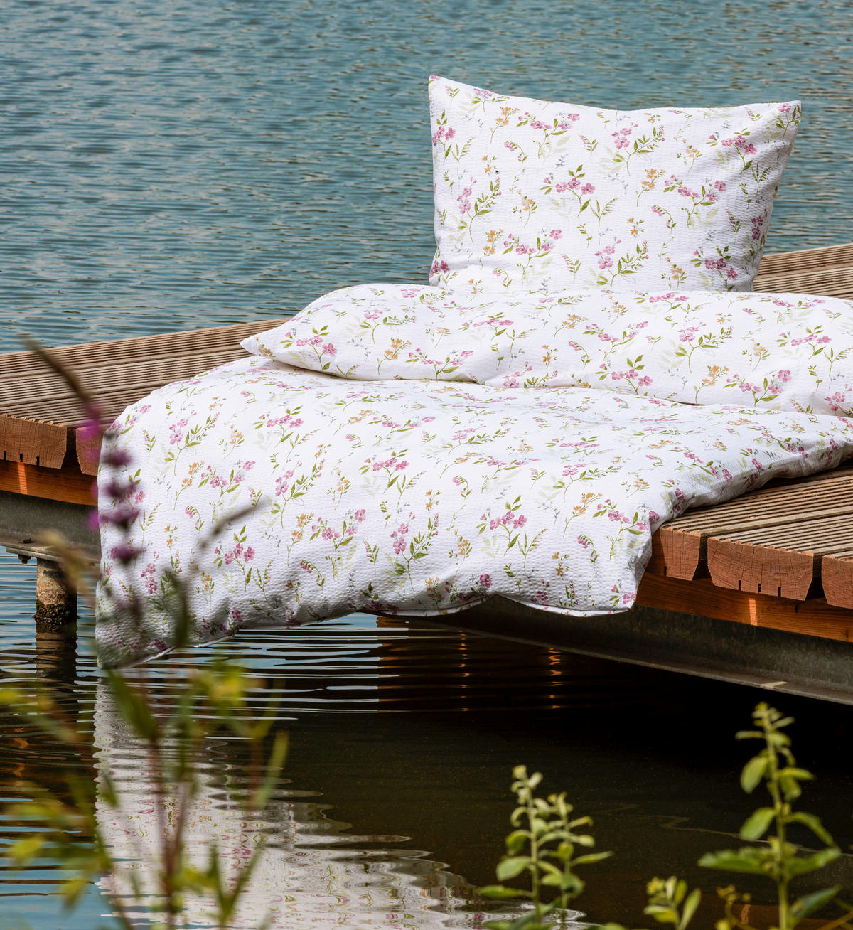 POSTELJNINA 135/200 cm mečkanka starinsko roza  - starinsko roza, Konvencionalno, tekstil (135/200cm) - Janine