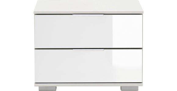 NACHTKÄSTCHEN 52/40/38 cm  in Weiß  - Alufarben/Weiß, Design, Glas/Holzwerkstoff (52/40/38cm) - Carryhome