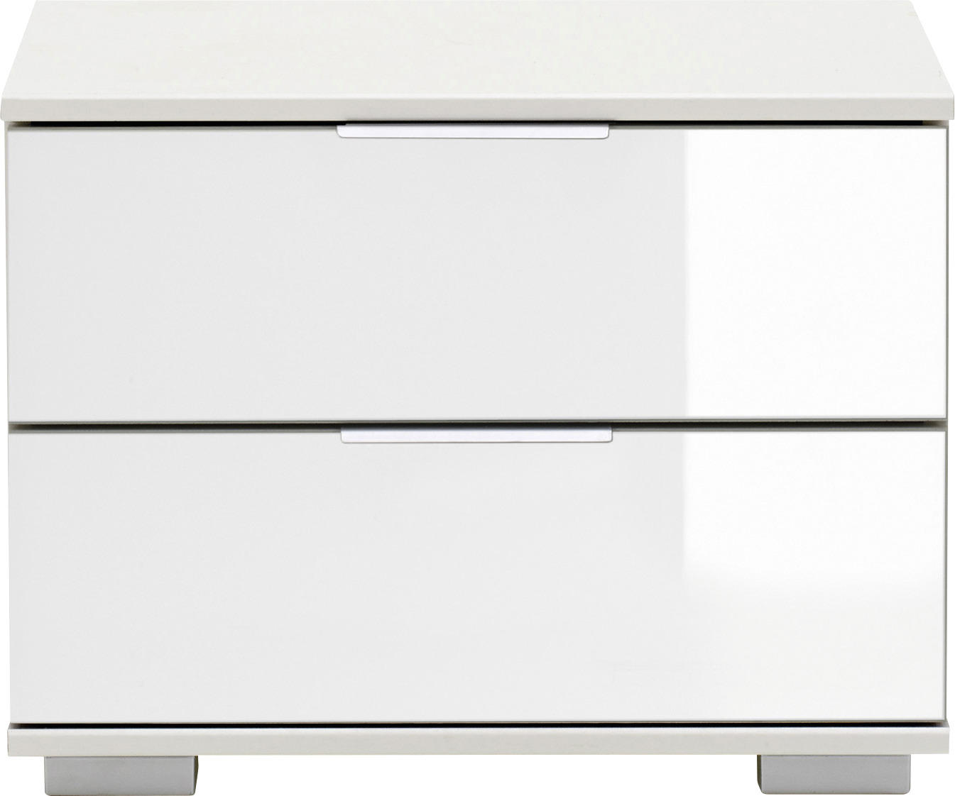 NACHTSCHRANK Weiß  - Chromfarben/Alufarben, Design, Glas/Kunststoff (52/40/38cm) - Livetastic