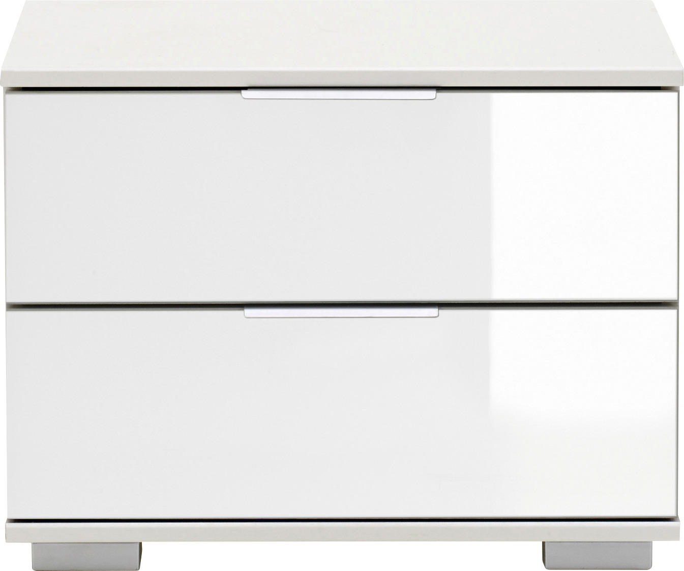 NACHTSCHRANK Weiß - Chromfarben/Alufarben, Design, Glas/Kunststoff (52/40/38cm) - Livetastic