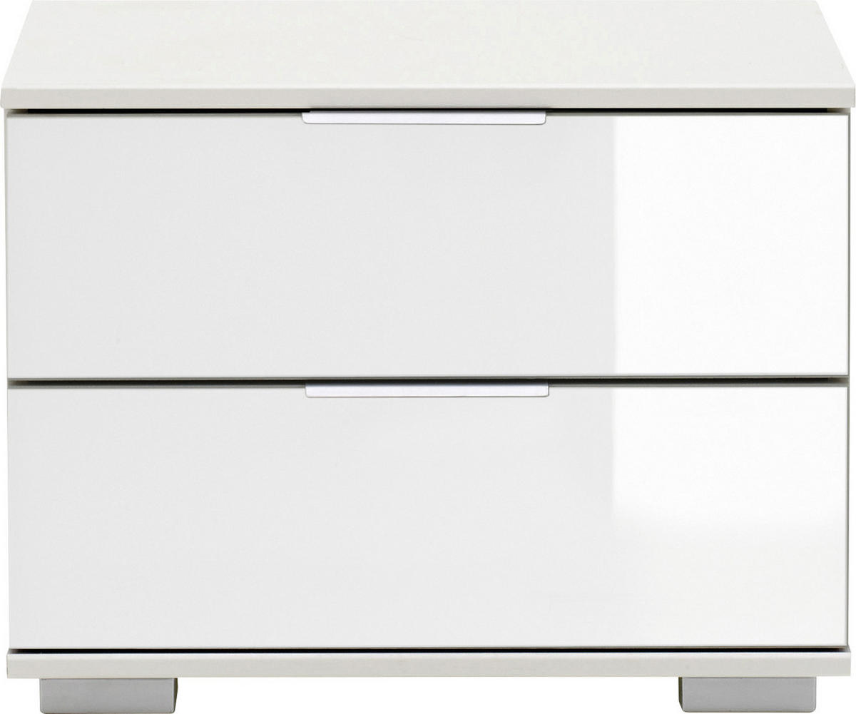 NOČNÍ STOLEK, bílá, 52/40/38 cm - bílá/barvy hliníku, Design, kov/kompozitní dřevo (52/40/38cm) - Carryhome