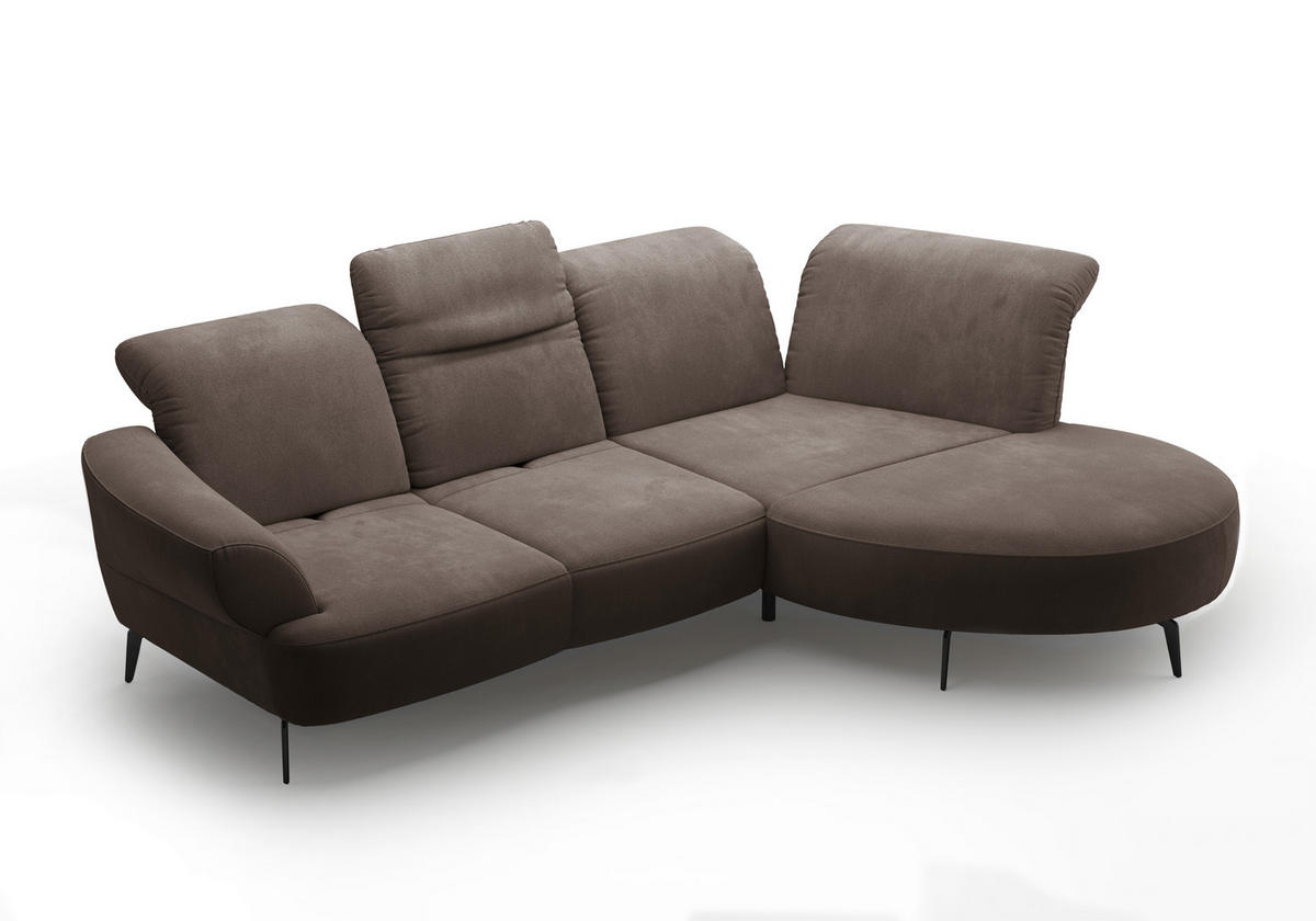 ECKSOFA in Flachgewebe Schlammfarben  313/208 cm  - Schlammfarben/Schwarz, MODERN, Textil/Metall (313/208cm) - Sit & More