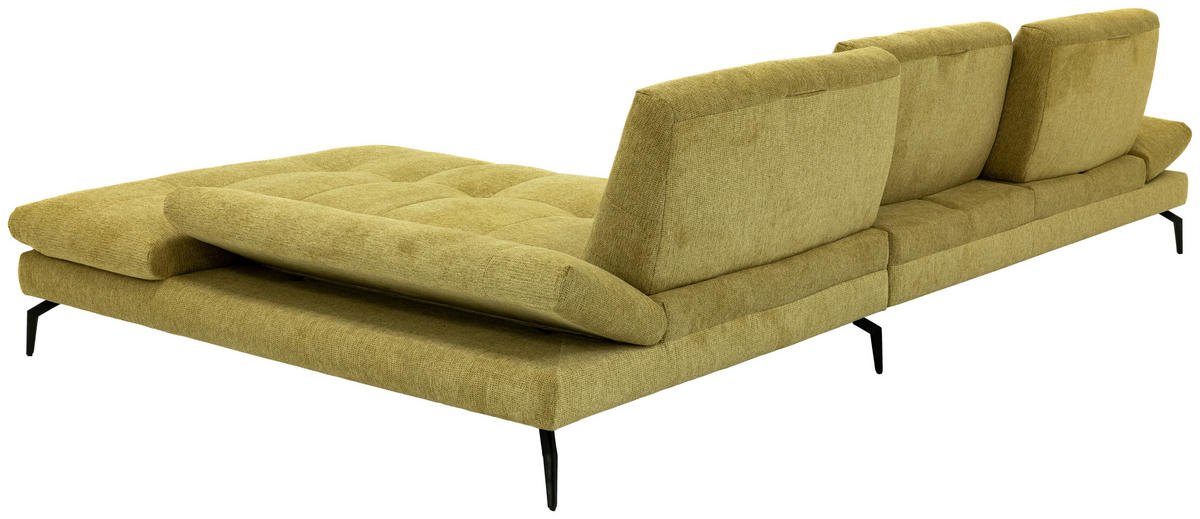 ECKSOFA Hellgelb Struktur Rücken echt  - Hellgelb/Schwarz, Design, Textil/Metall (340/203cm) - Chilliano