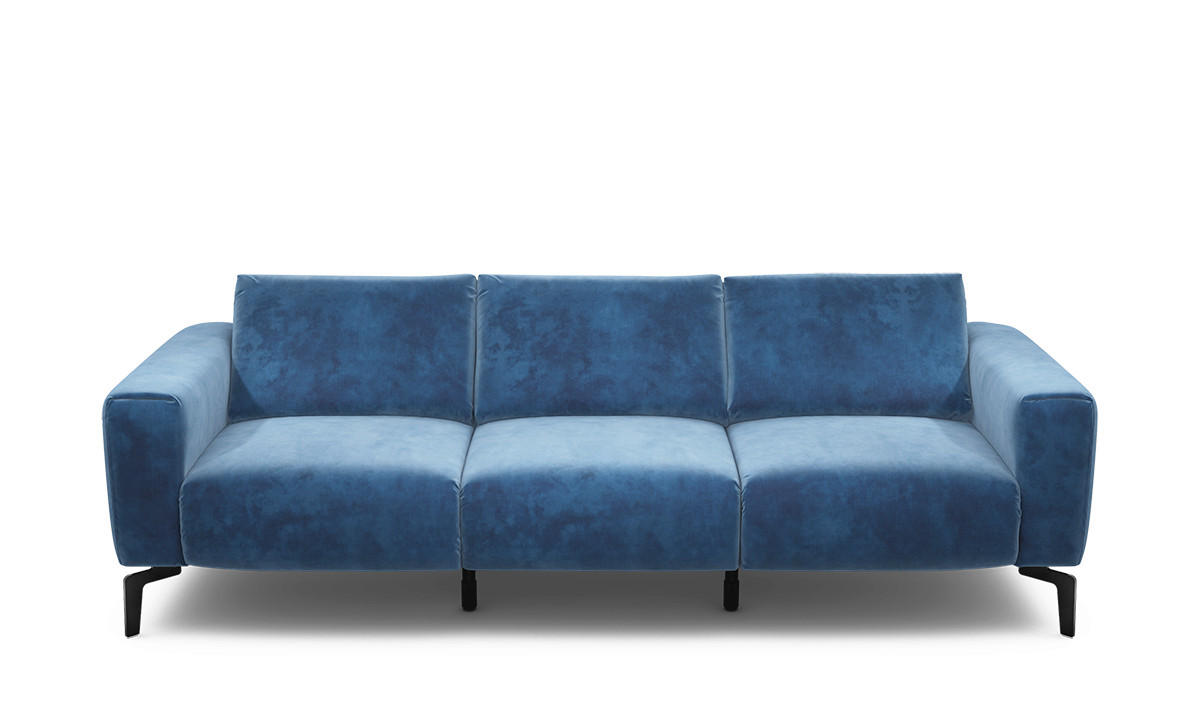 3-SITZER-SOFA Samt Blau  - Blau/Schwarz, Design, Textil/Metall (250/86/86-94cm) - SENSOO