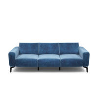 3-SITZER-SOFA Samt Blau  - Blau/Schwarz, Design, Textil/Metall (250/86/86-94cm) - SENSOO