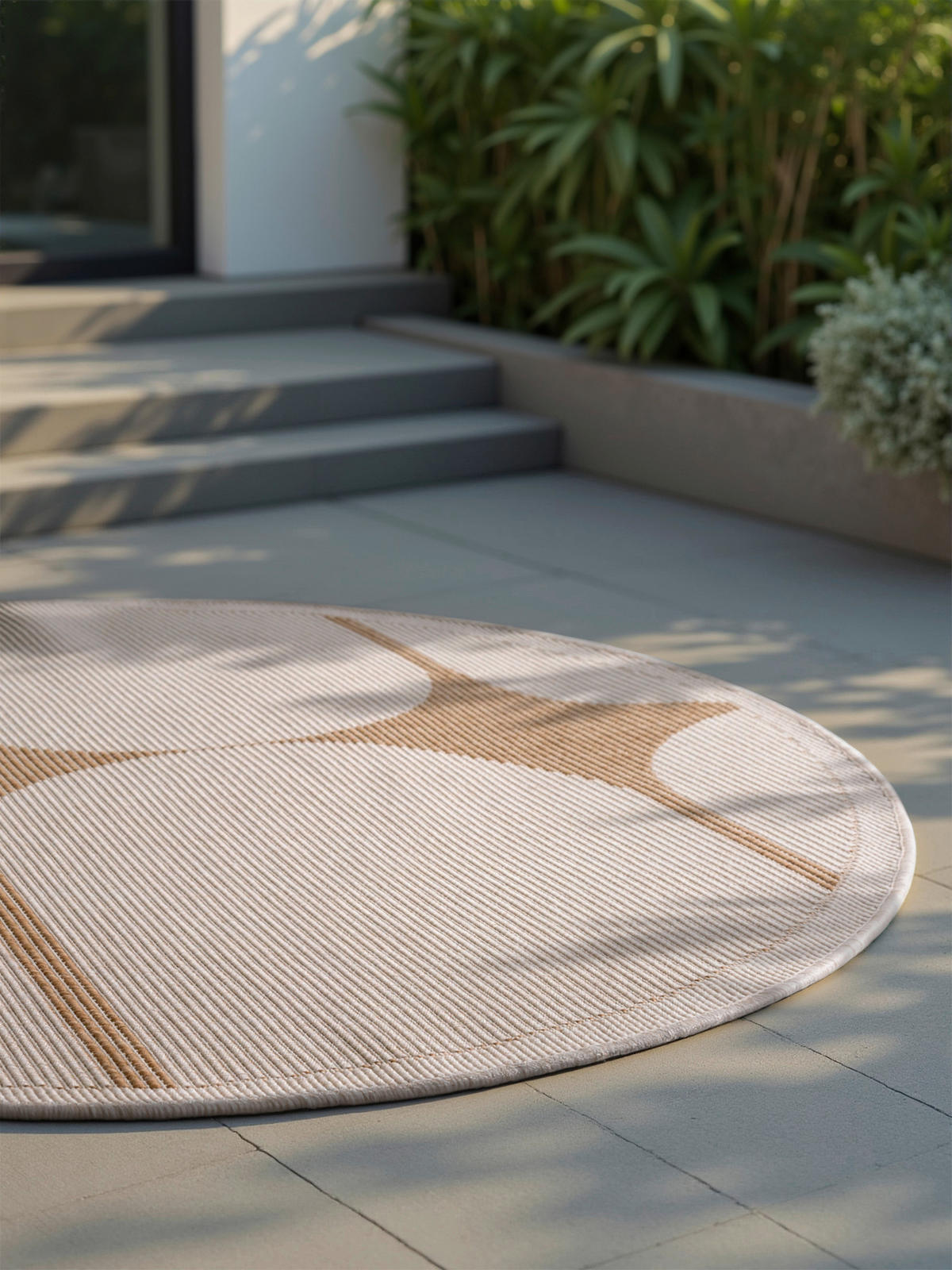 OUTDOORTEPPICH 160 cm Duet Weiß, Sandfarben  - Sandfarben/Weiß, Design, Kunststoff (160cm)