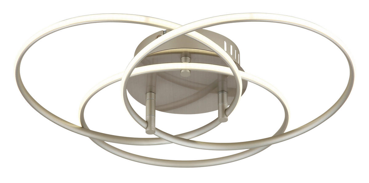 LED-DECKENLEUCHTE 45,6/9,4 cm   - Weiß/Nickelfarben, Design, Kunststoff/Metall (45,6/9,4cm) - Globo