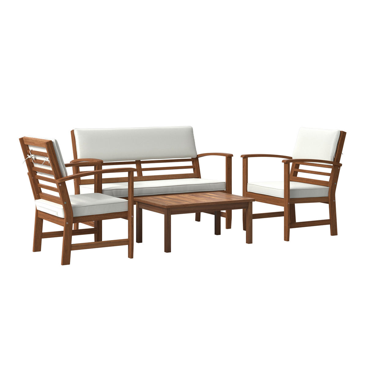 LOUNGEGARNITUR   80/50/33 cm Akazie vollmassiv  - Taupe/Naturfarben, MODERN, Holz/Wellpappe (80/50/33cm) - Ambia Garden