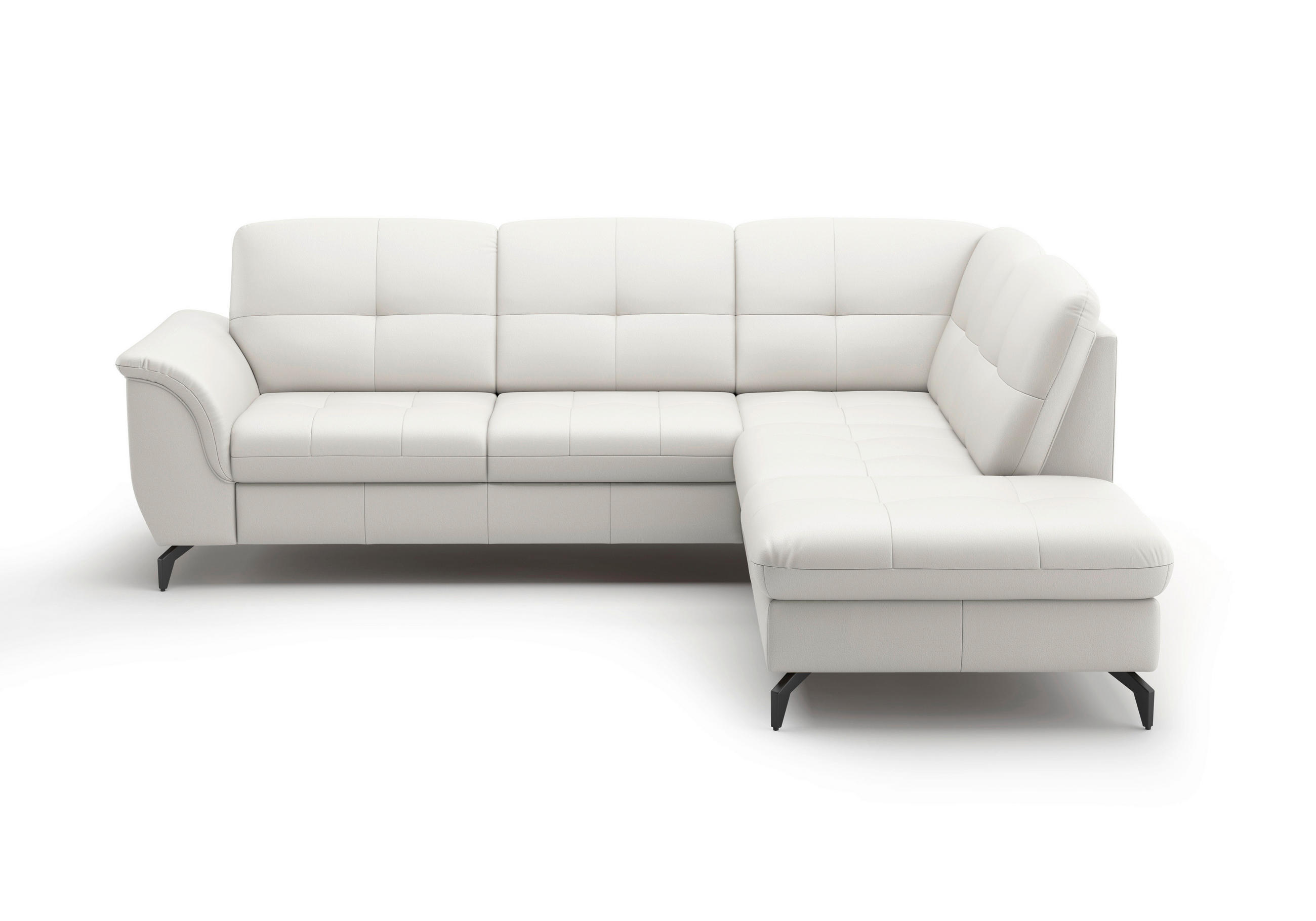 ECKSOFA ZORA E Weiß Echtleder - Schwarz/Weiß, MODERN, Leder/Metall (244/212cm) - Sit & More