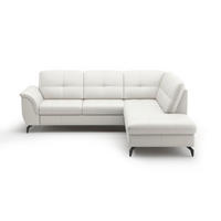 ECKSOFA in Vliesstoff Kombination Echtleder/Stoff Weiß  244/212 cm  - Schwarz/Weiß, MODERN, Leder/Textil (244/212cm) - Sit & More