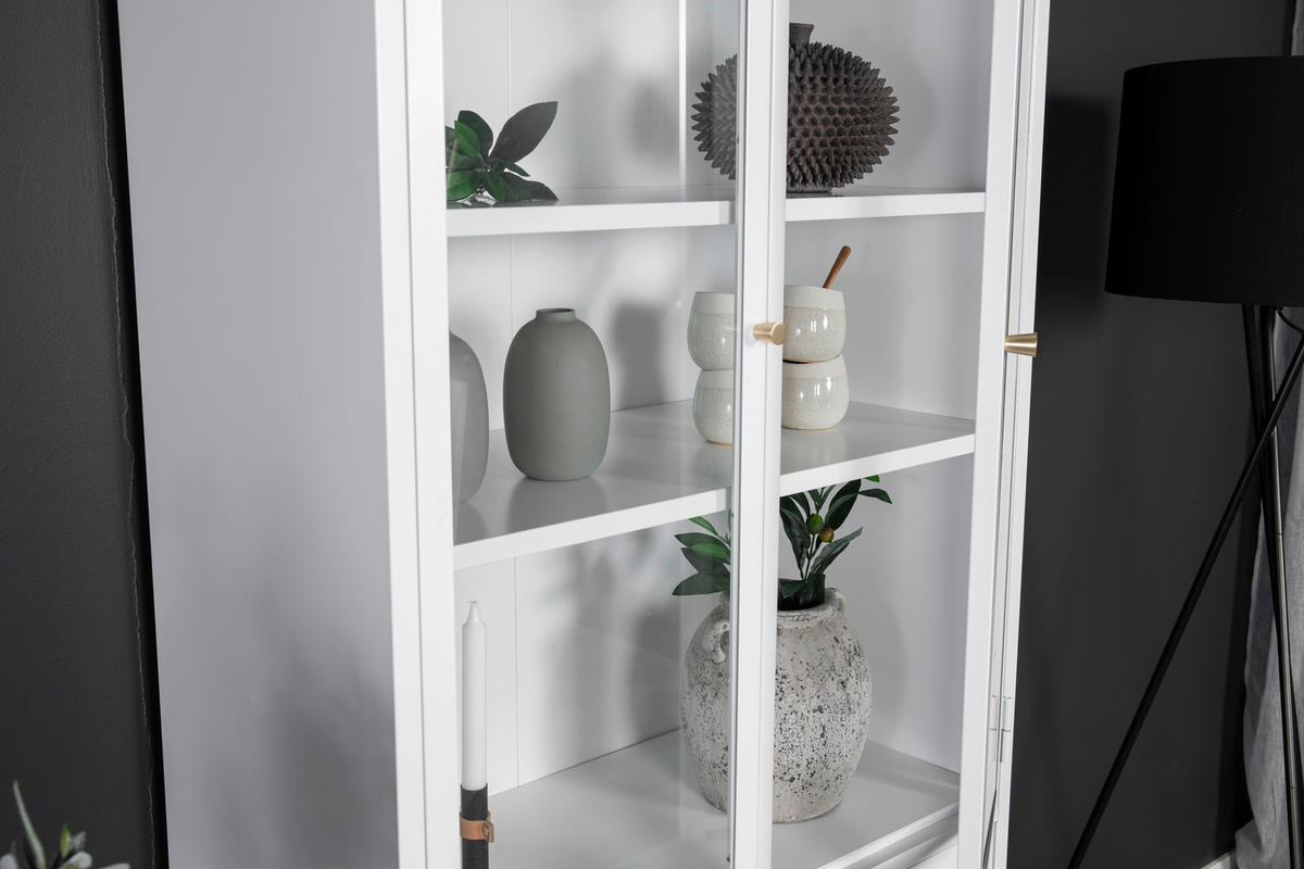 VITRINSKÅP  i vit  - vit, Design, metall/glas (80/190/41cm) - Livetastic