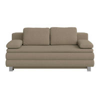BOXSPRINGSOFA  mit Liegefunktion, Rücken echt Flachgewebe Taupe  - Taupe/Silberfarben, Design, Textil/Metall (202/96/105cm) - Carryhome