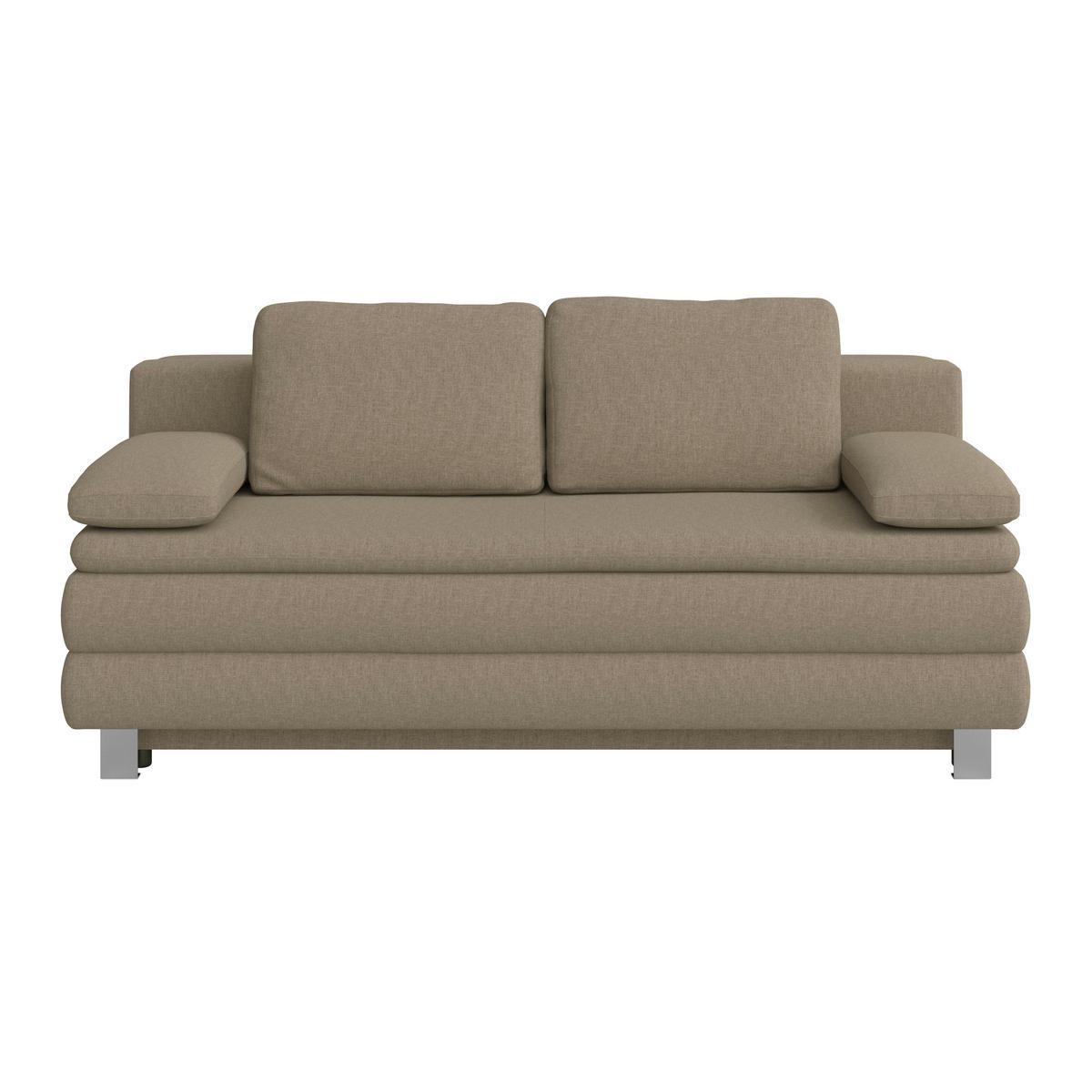 BOXSPRINGSOFA  mit Liegefunktion, Rücken echt Flachgewebe Taupe  - Taupe/Silberfarben, Design, Textil/Metall (202/96/105cm) - Carryhome