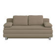 BOXSPRINGSOFA  in Flachgewebe Taupe  - Taupe/Silberfarben, Design, Textil/Metall (202/96/105cm) - Carryhome