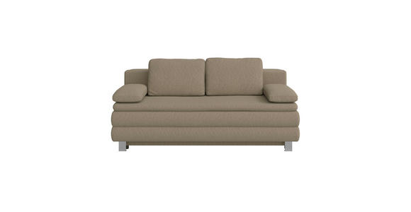 BOXSPRINGSOFA  in Flachgewebe Taupe  - Taupe/Silberfarben, Design, Textil/Metall (202/96/105cm) - Carryhome