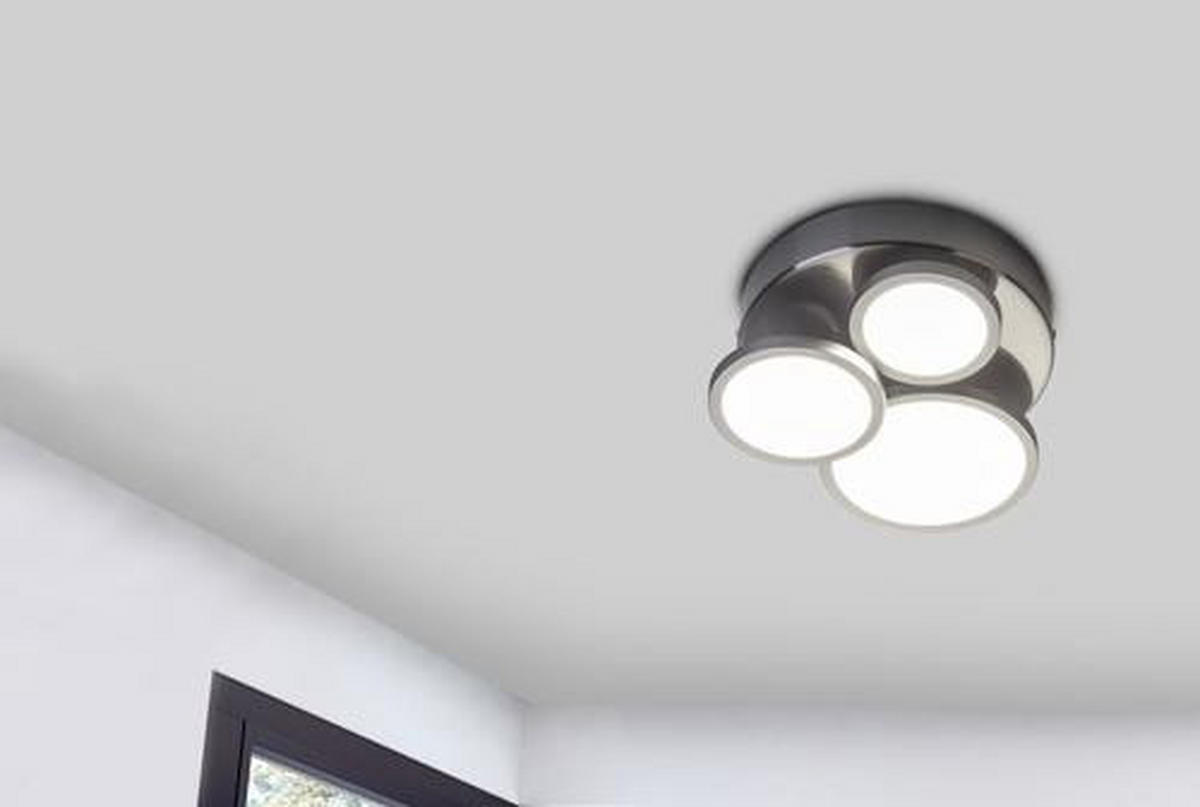 LED-DECKENLEUCHTE 24,5/7,4 cm   - Silberfarben, Design, Metall (24,5/7,4cm) - Globo